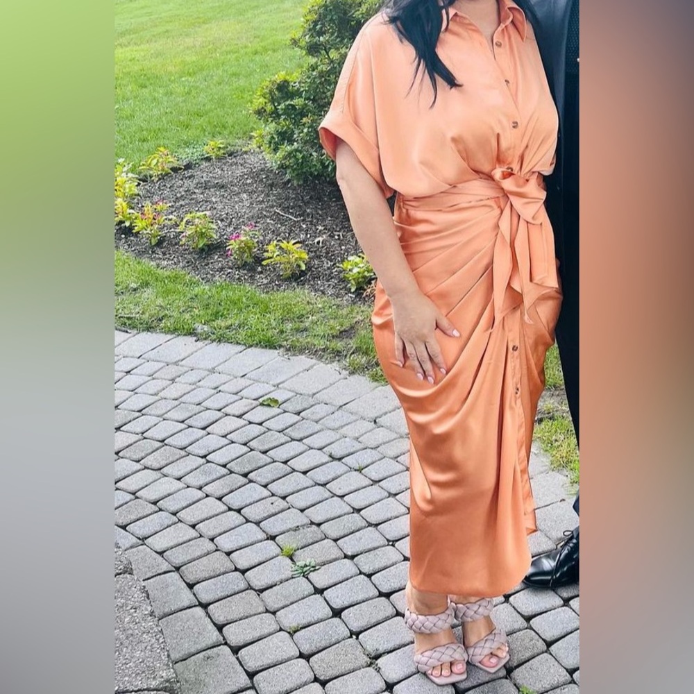 Satin Tie Midi Dress